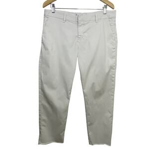 Frank & Eileen Wicklow Pants Size 12 White Cropped Raw Hem Made in‎ USA Preppy